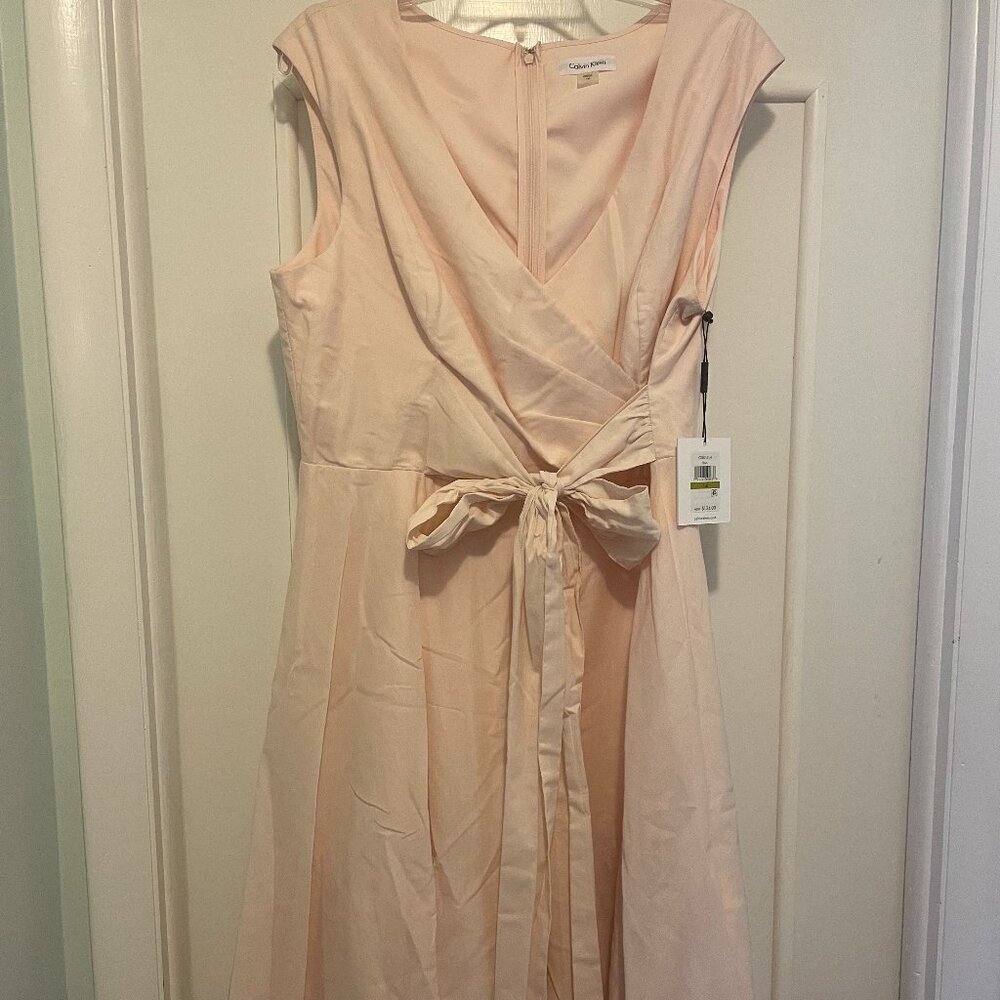 Calvin Klein Blush Wrap Dress with Bow